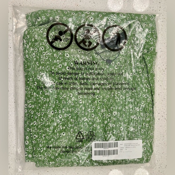 ASOS Wednesday’s Girl midi dress with shirred/smocked top in green floral print. - Picture 5 of 5